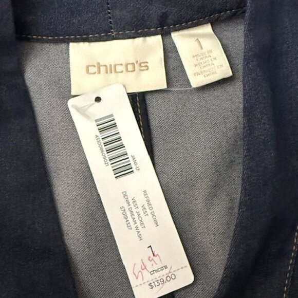 Chico's Denim Dress Refined Vest Jacket Dress Sleeveless Belted Size 1 = M/8 - Picture 5 of 5